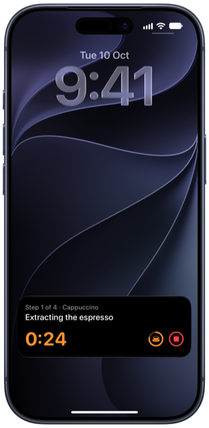 A recipe timer on the iPhone Lock Screen